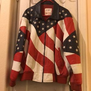 Leather American flag jacket